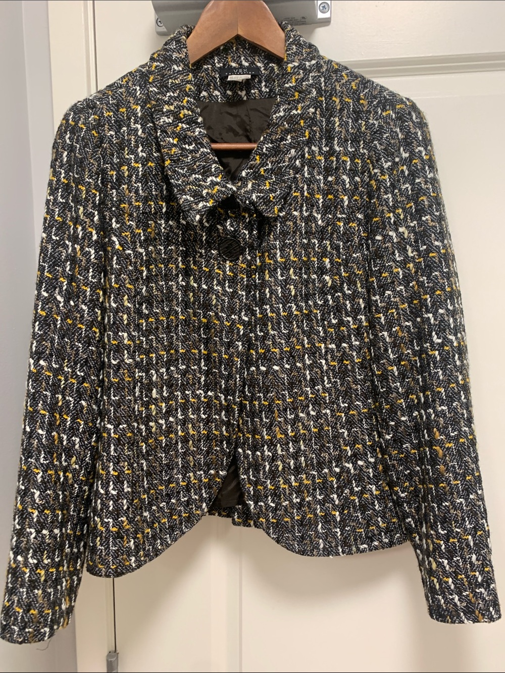 Womens Black & Yellow Tweed Jacket